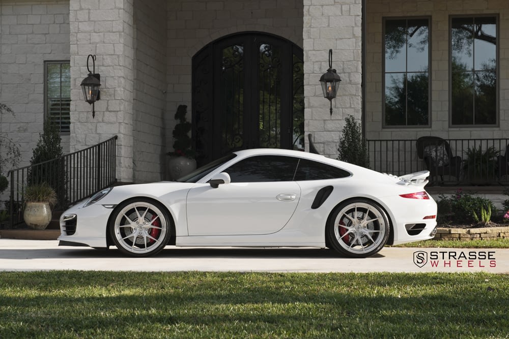 Poster Of Porsche 991 Turbo S Left Side White On Strasse Wheels Hd Print Bright Images Fine Prints